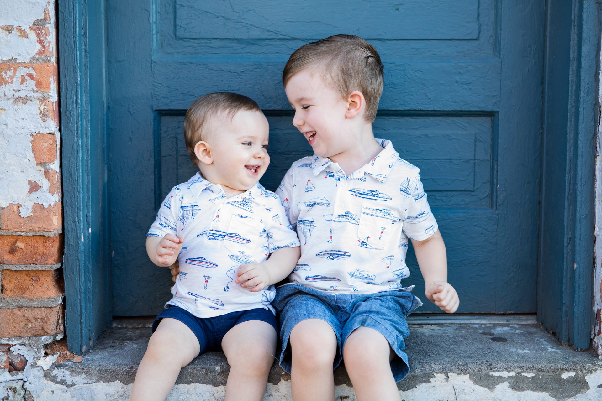 Brothers laughing in Brockport NY